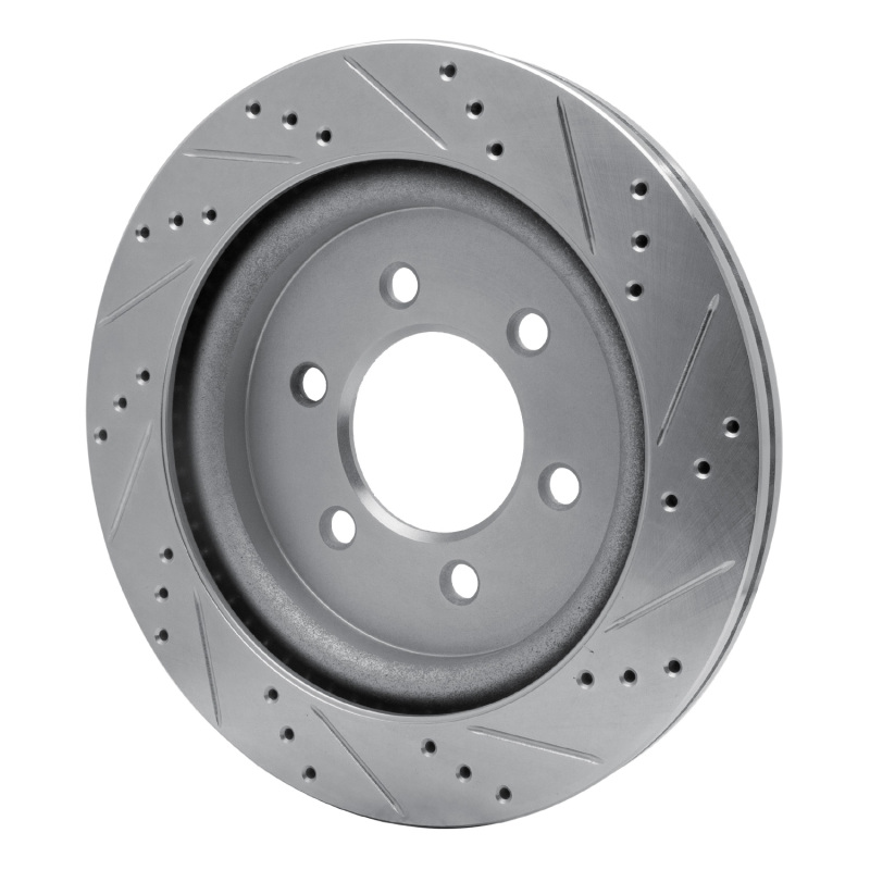 Ford F-150 Brake Rotor (1) - Rear Left - R1 Concepts - Drilled & Slotted - Silver - `18-`21